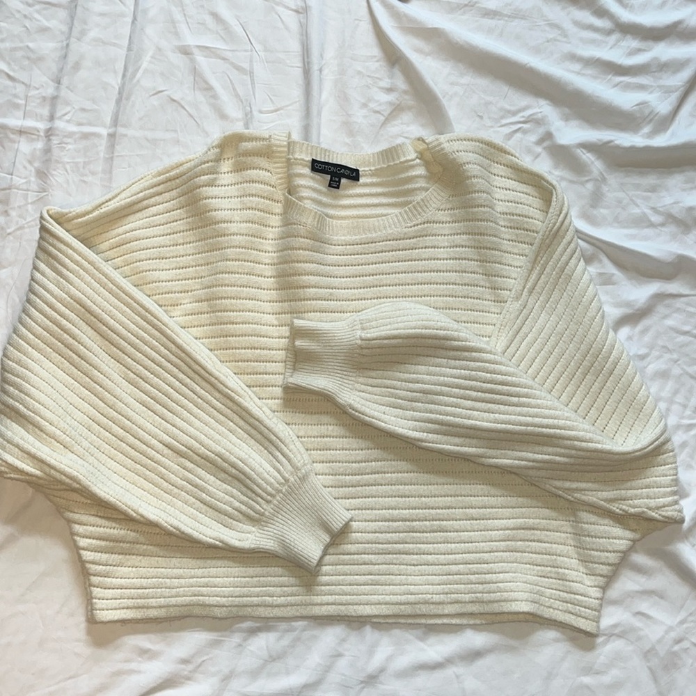 Cotton Candy LA cropped cream sweater